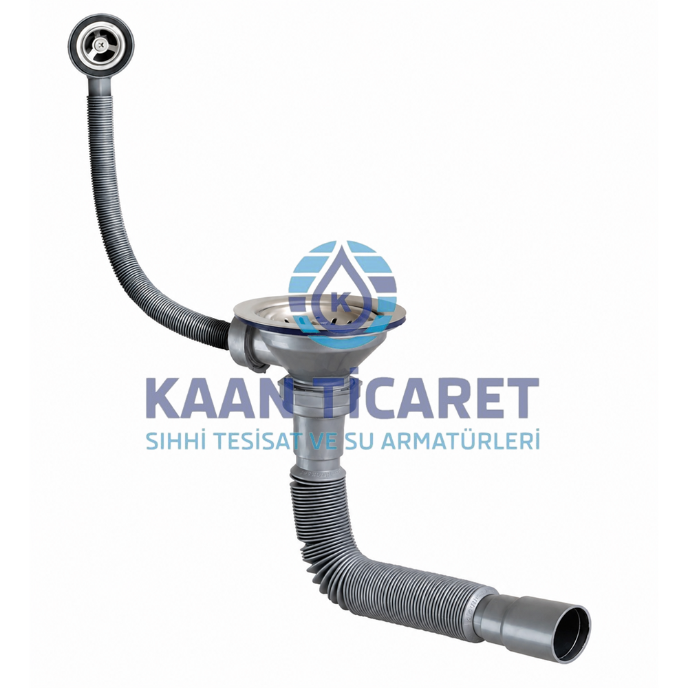 MOTTO GRİ ÇÖPMAK TAŞMALI KÖRÜKLÜ LAVABO SİFONU (YUVARLAK)