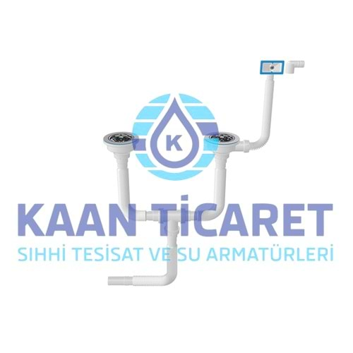 SFK ÇİFT GÖZLÜ ÇÖPMAK TAŞMALI KÖRÜKLÜ LAVABO SİFONU